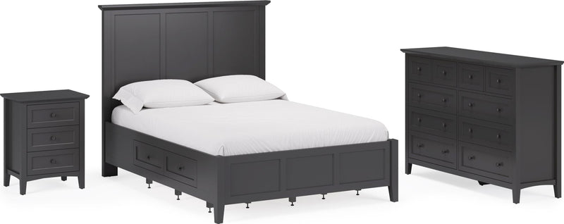 Grace Three Drawer Nightstand in Raven Black