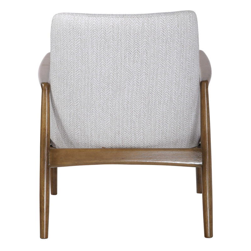 Uttermost Bev white accent arm chair with sleek design and cushioned seat, perfect for modern living spaces.