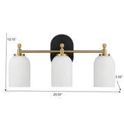 Meadows - 3 Lights Vanity Brush Bathroom Wall Light For Bathroom Over Mirror - Black / Gold / White - R&R Furniture Gallery (Fountain Valley, CA)