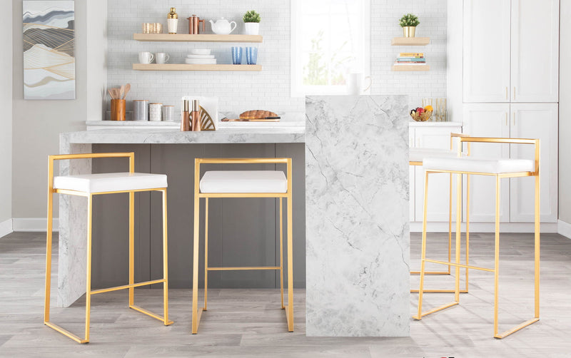 Lumi Source Fuji contemporary glam barstool with sleek design and quality construction, shown as part of a stylish stool set.