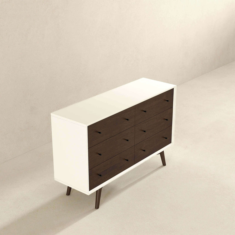 Dresser 6 Drawer - Dark Brown / White - R&R Furniture Gallery (Fountain Valley, CA)