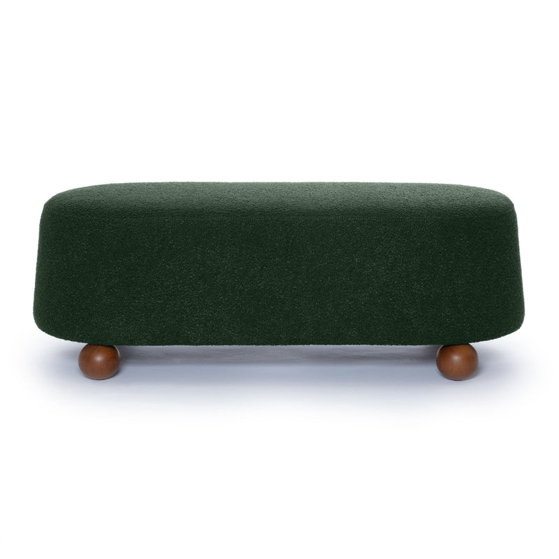 Jaine - Boucle Large Ottoman - Forest Green - R&R Furniture Gallery (Fountain Valley, CA)