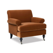 Jennifer Taylor Home Alana Lawson Accent Arm Chair with casters, showcasing a stylish arm chair with smooth rolling wheels.