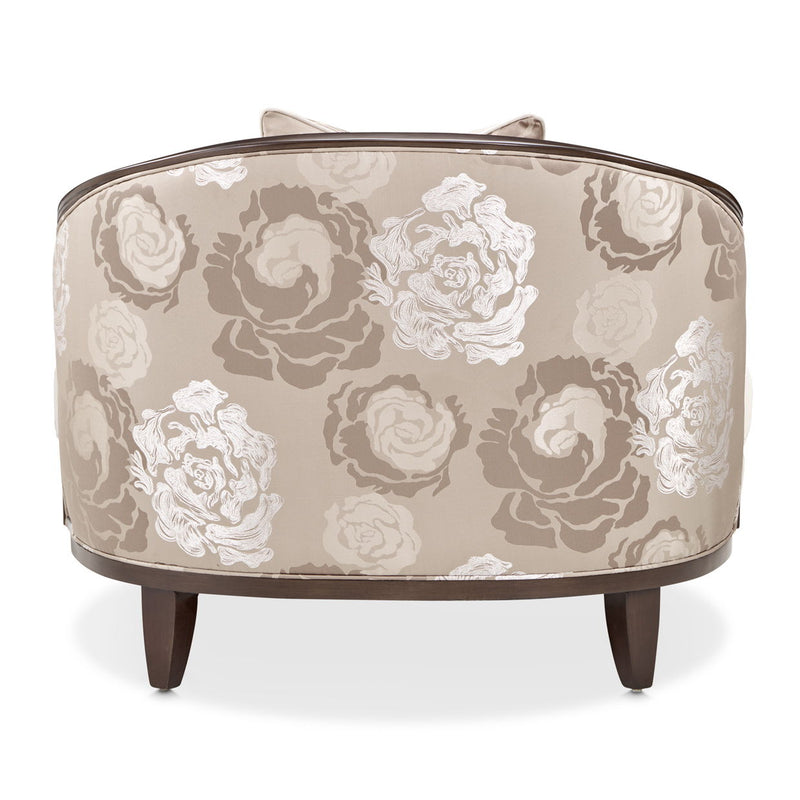 Camellia Field - Velvet Matching Chair - Beige / Dark Brown - R&R Furniture Gallery (Fountain Valley, CA)
