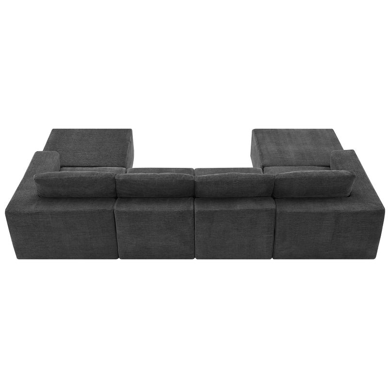 Modular U Shaped Sectional With Ottomans, Luxury Cloud Floor Couch With Deep Seat Fully Compressed Upholstered Sofa - R&R Furniture Gallery (Fountain Valley, CA)
