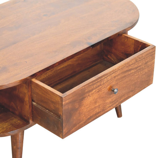 Oval Coffee Table With 1 Drawer - Chestnut - R&R Furniture Gallery (Fountain Valley, CA)