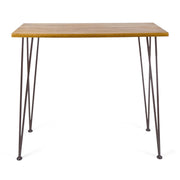 Outdoor Bar Table With Wood Tabletop And Iron Hairpin Legs - Black / Teak - R&R Furniture Gallery (Fountain Valley, CA)