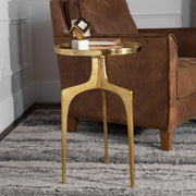 Uttermost Kenna accent table with wood top and metal base, modern design for living room or bedroom decor.