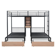 Triple Bunk Bed With Drawers, Multi-Functional Frame With Desks And Shelves In The Middle - R&R Furniture Gallery (Fountain Valley, CA)