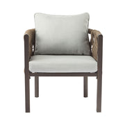 2 Pieces Outdoor Metal Patio Club Chair, Patio Furniture Arm Chair With Cushion, Modern Outdoor Furniture Deep Seating For Porch, Garden, Backyard, Balcony - Brown / Light Gray - R&R Furniture Gallery (Fountain Valley, CA)