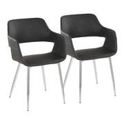 Pair of Lumi Source Margarite contemporary dining chairs with beige upholstered seats and sleek black metal legs.