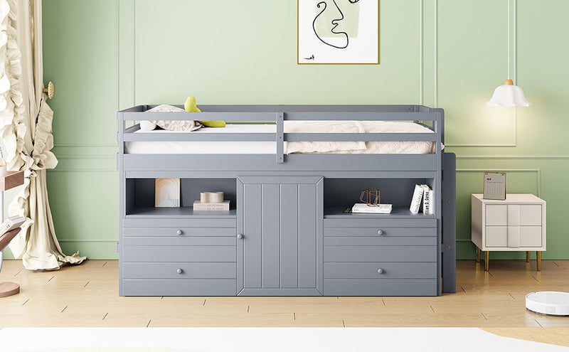 Loft Bed With 4 Drawers, Underneath Cabinet And Shelves - R&R Furniture Gallery (Fountain Valley, CA)