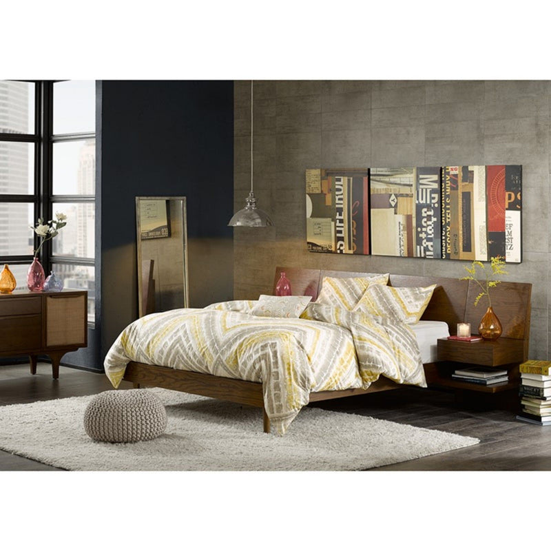 Queen Size Bed With Attached Nightstands And Hidden Storage - Pecan - R&R Furniture Gallery (Fountain Valley, CA)