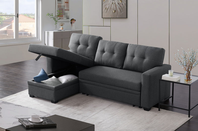 Upholstered Pull Out Sectional Sofa With Chaise - R&R Furniture Gallery (Fountain Valley, CA)
