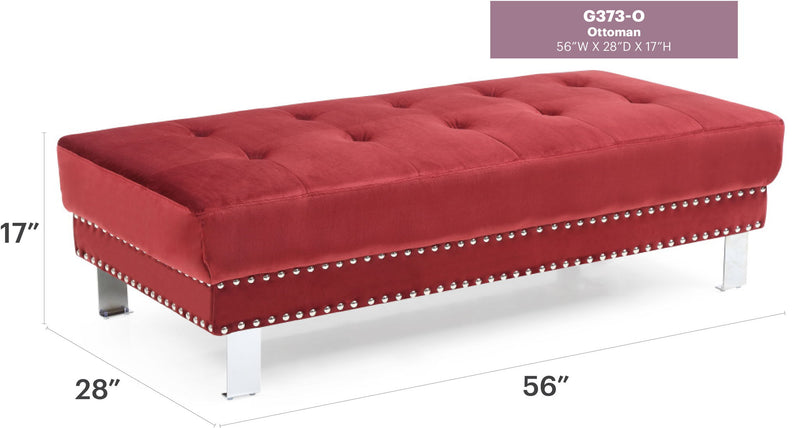 Contemporary upholstered ottoman by Glory Furniture with a sleek design and plush fabric, perfect for modern living rooms.