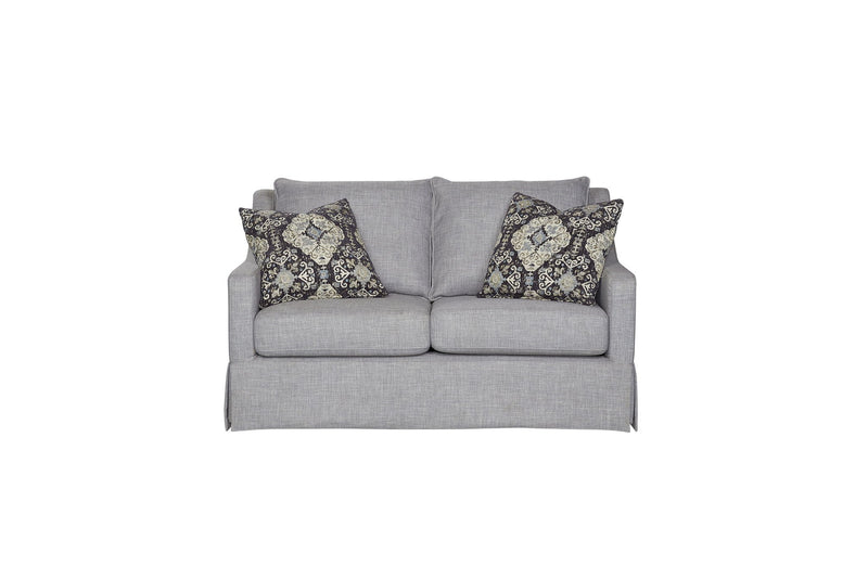 Loveseat With Skirt And Reversable Cushions And 2 Pillows - Light Gray - R&R Furniture Gallery (Fountain Valley, CA)