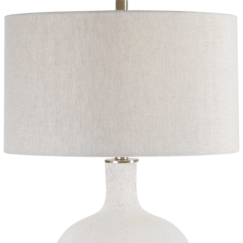 Uttermost Whiteout mottled glass table lamp with white finish, decorative lighting for living room or bedroom decor
