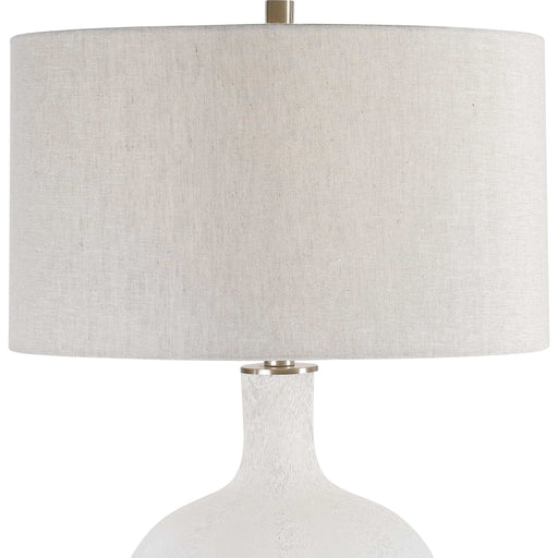 Uttermost Whiteout mottled glass table lamp with white finish, decorative lighting for living room or bedroom decor