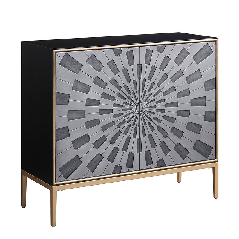 Quilla - Console Cabinet - Black, Gray & Brass - R&R Furniture Gallery (Fountain Valley, CA)