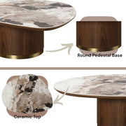 Willene - Coffee Table With Ceramic Top - Ceramic Top & Walnut - R&R Furniture Gallery (Fountain Valley, CA)