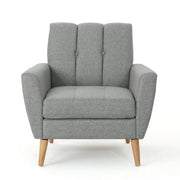 Fabric Channel Stitch Club Chair With Tufted Back - Gray - R&R Furniture Gallery (Fountain Valley, CA)