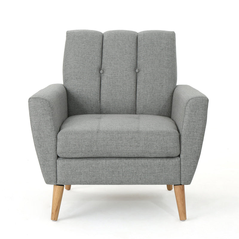 Fabric Channel Stitch Club Chair With Tufted Back - Gray - R&R Furniture Gallery (Fountain Valley, CA)