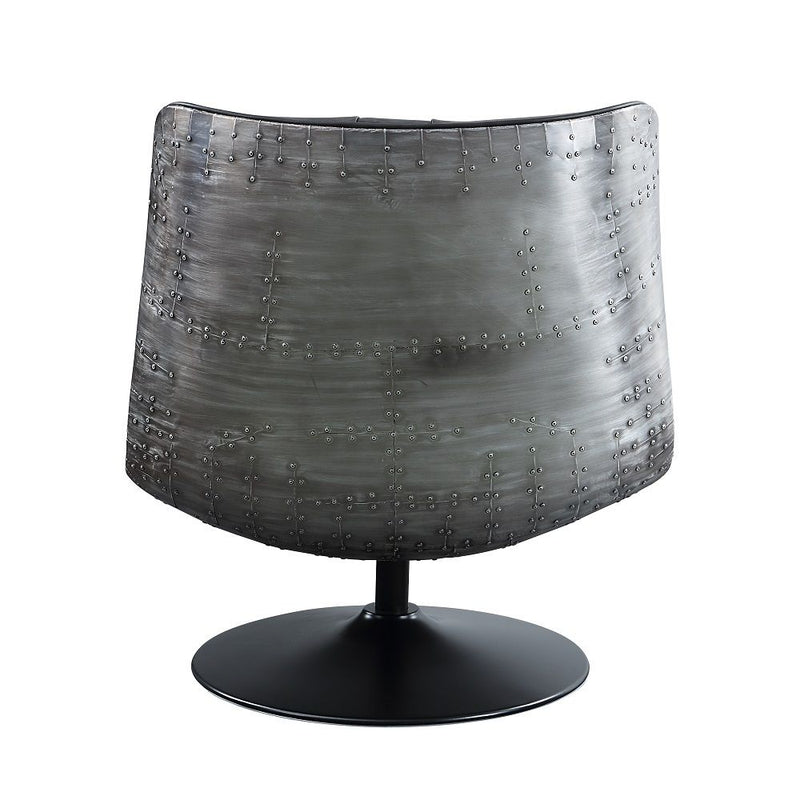 Piotr - Accent Chair With Swivel - Black Top Grain Leather - R&R Furniture Gallery (Fountain Valley, CA)