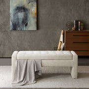 Elegant Soft Close Storage Bench Polyester Upholstery - Cream - R&R Furniture Gallery (Fountain Valley, CA)