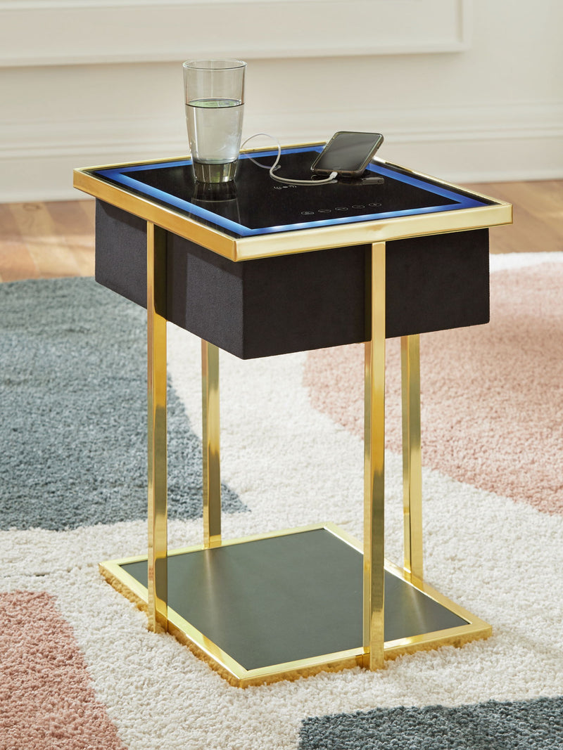 Rexwell - Accent Table With Speaker - Black / Gold Finish - R&R Furniture Gallery (Fountain Valley, CA)
