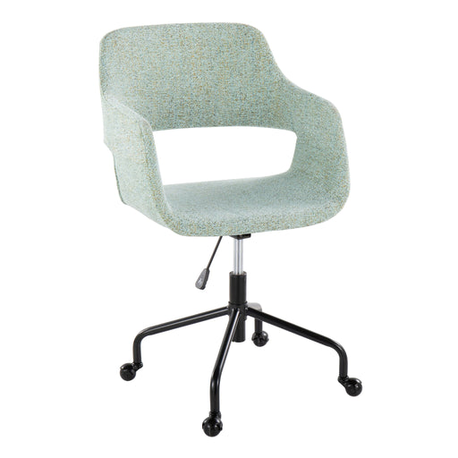 Lumi Source Margarite contemporary adjustable office desk chair with cushioned seat and backrest, black frame, and chrome base.