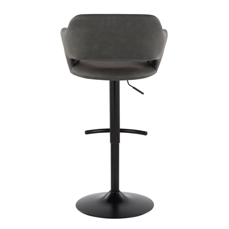 Set of 2 Lumi Source Margarite contemporary adjustable barstools with swivel, rounded T footrest, modern design for bars or kitchens.