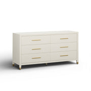 Dani - Faux Shagreen 6-Drawer Dresser - Cream - R&R Furniture Gallery (Fountain Valley, CA)