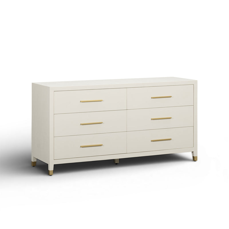 Dani - Faux Shagreen 6-Drawer Dresser - Cream - R&R Furniture Gallery (Fountain Valley, CA)