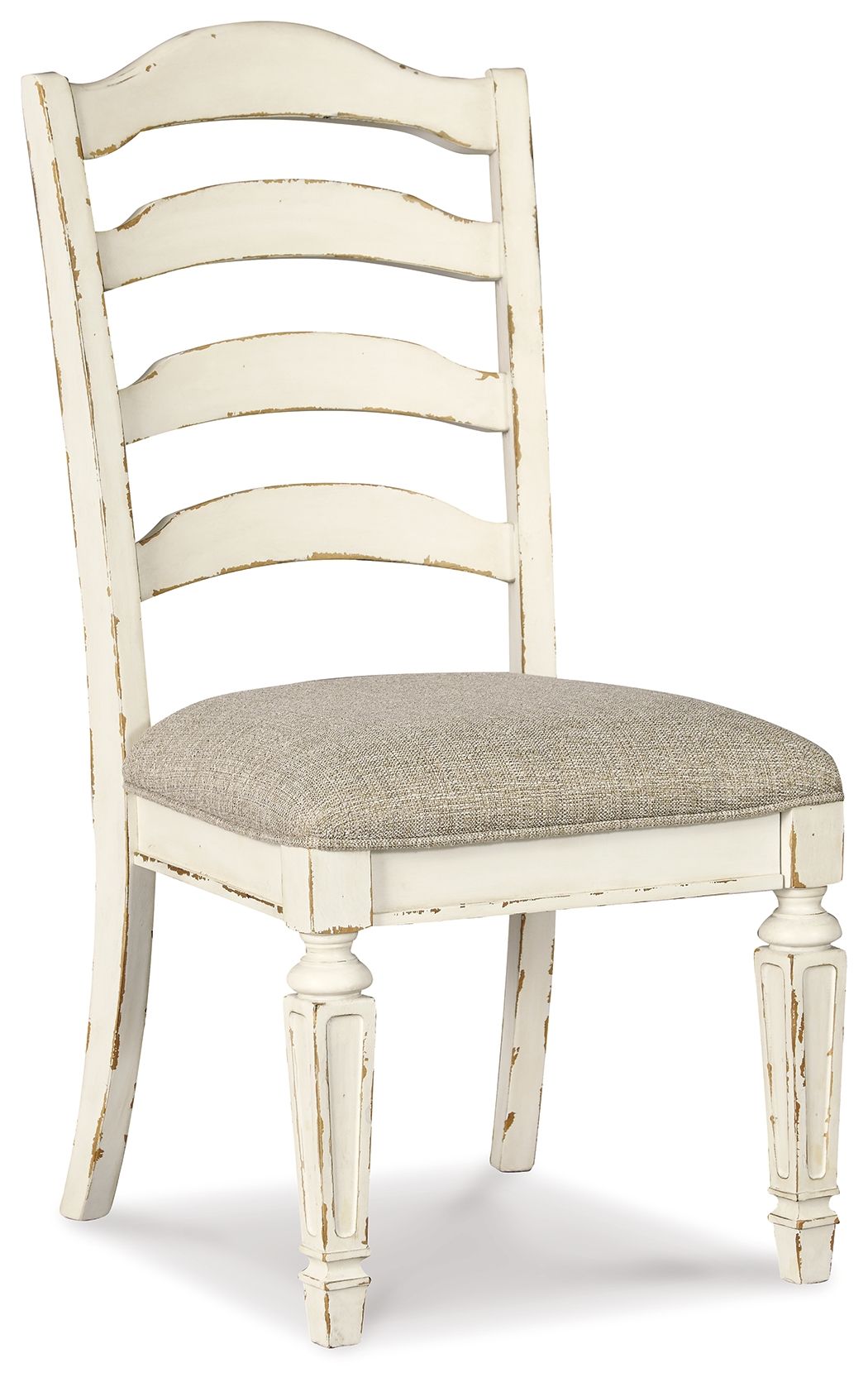 Realyn - Dining UPH Side Chair (Set of 2) - Ladderback - Chipped White - R&R Furniture Gallery (Fountain Valley, CA)