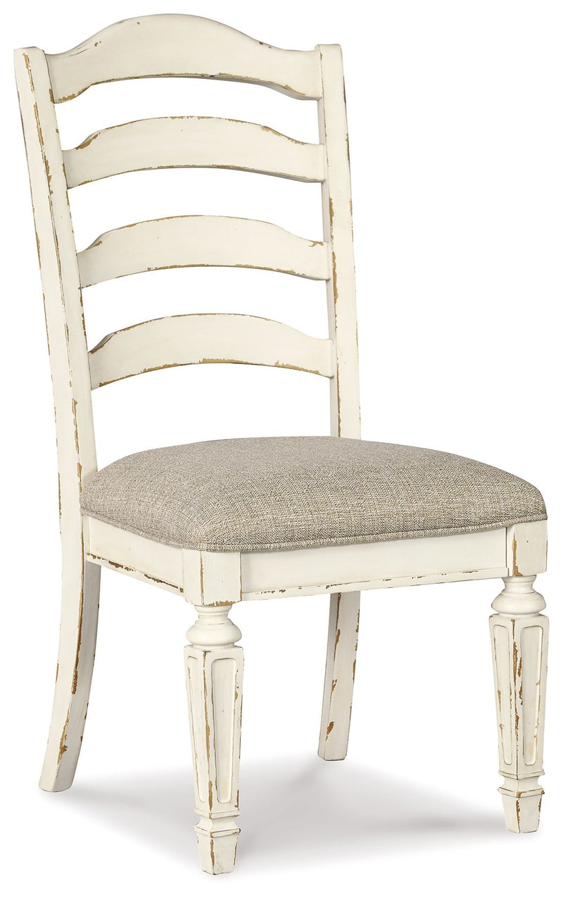 Realyn - Dining UPH Side Chair (Set of 2) - Ladderback - Chipped White - R&R Furniture Gallery (Fountain Valley, CA)