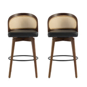 Pair of Noble House Como indoor wood barstools with sleek design and natural wood finish, perfect for kitchen or bar area.