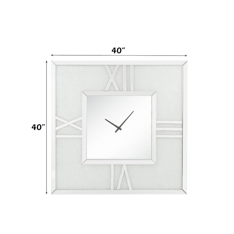 Noralie - Wall Clock With LED - Mirrored & Faux Diamonds