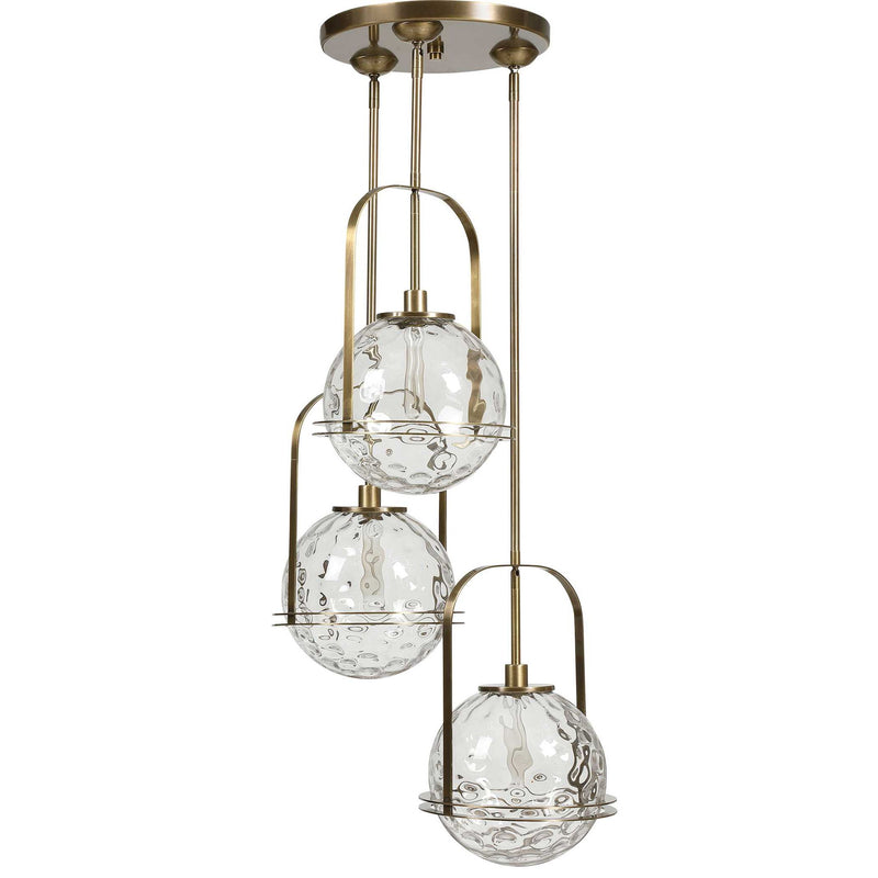 Uttermost Mimas 3-light gold cluster pendant light with sleek modern design and pendant arrangement.