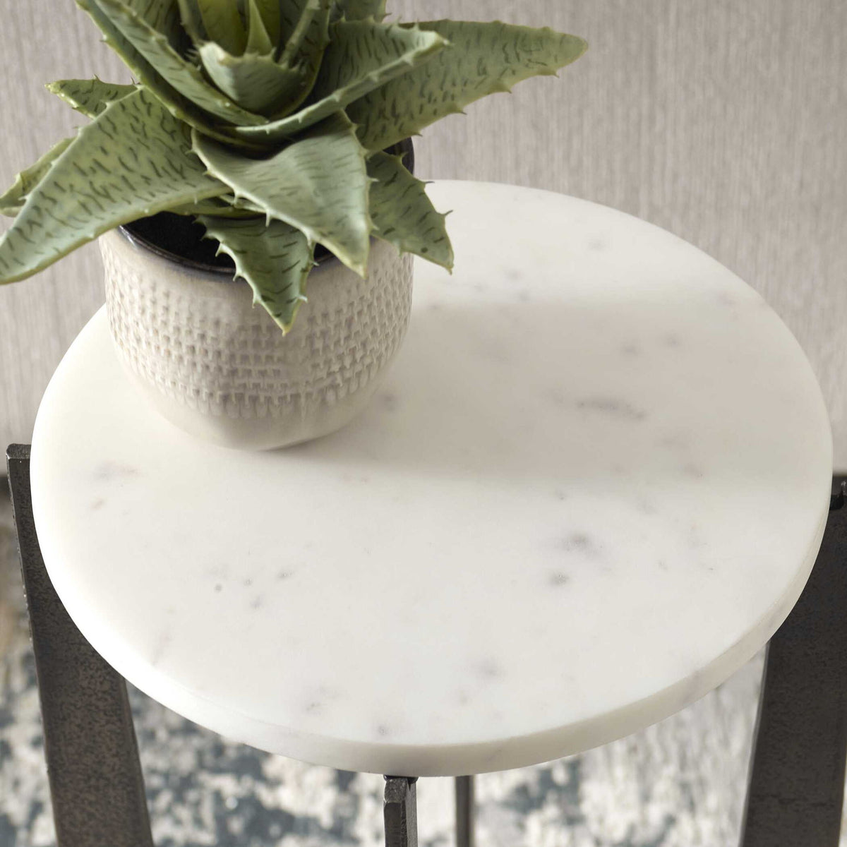 Accent Table - Brass Bronze / White