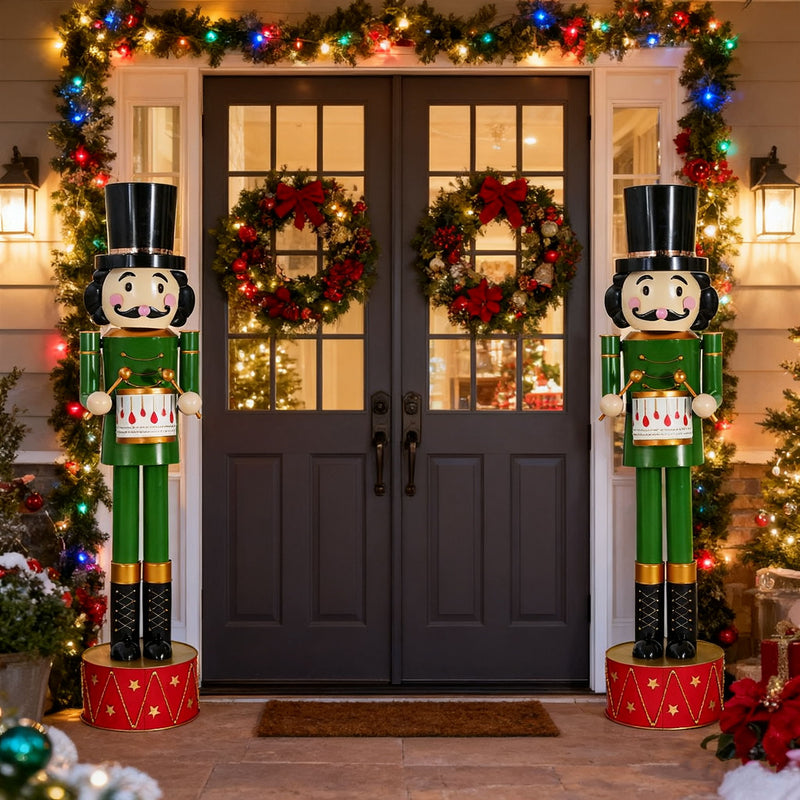 Noble House Christmas Nutcracker holiday decor in green and red, featuring a detailed festive nutcracker figure.