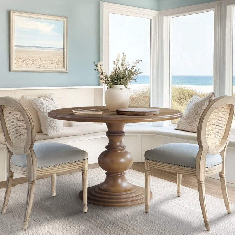 Round Pedestal Dining Table - Walnut - R&R Furniture Gallery (Fountain Valley, CA)