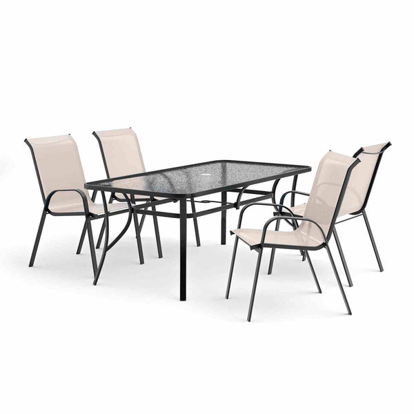 Pierro - 5 Pc. Outdoor Dining Set, Beige
