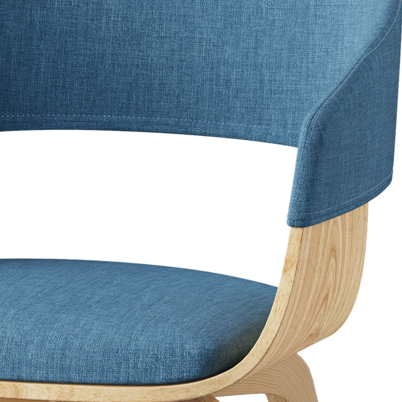 Simpli-Home Lowell mid-century modern bentwood arm chair with wooden frame and tapered legs, showcasing sleek contemporary design.