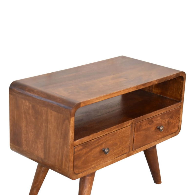 Solid Wood Curved Media Unit - R&R Furniture Gallery (Fountain Valley, CA)