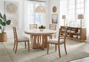 Escape - Round Dining Table - Glazed Natural Oak / Black Metal Trim