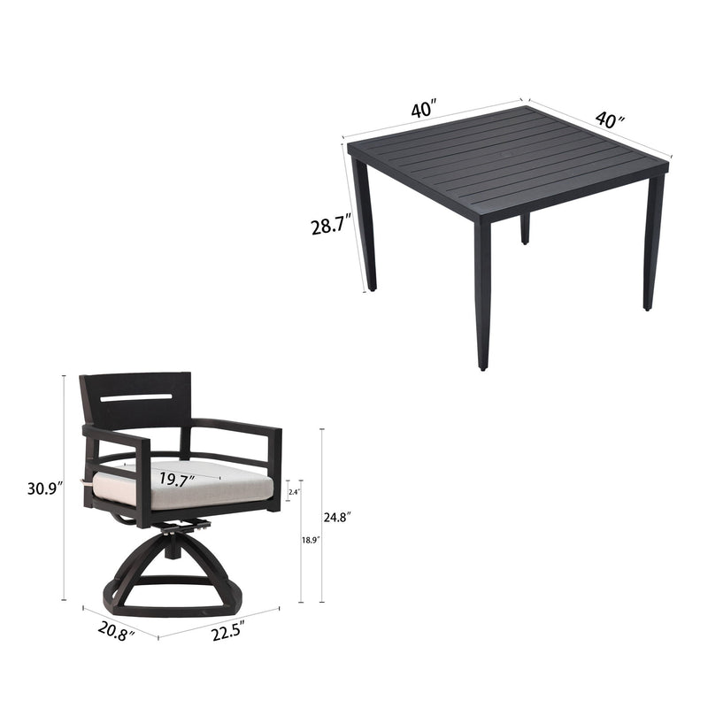 Outdoor Modern Dining Set, Chairs Sunbrella Cushioned And Dining Table With Umbrella Hole - R&R Furniture Gallery (Fountain Valley, CA)