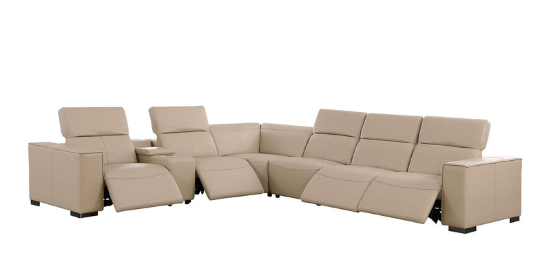 1208 - 7 Piece L-Shaped Leather Reclining Sectional With 4 Power Recliners