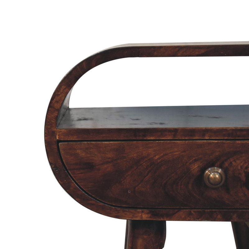 Circular Bedside Table With Open Slot - Walnut - R&R Furniture Gallery (Fountain Valley, CA)
