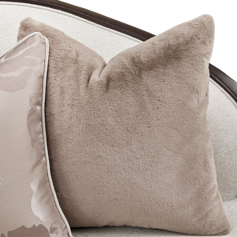Camellia Field - Chenille Sofa - Beige / Dark Brown - R&R Furniture Gallery (Fountain Valley, CA)