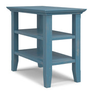 Handcrafted Acadian narrow side table by Simpli-Home with a wooden finish and sleek design, perfect for small spaces.
